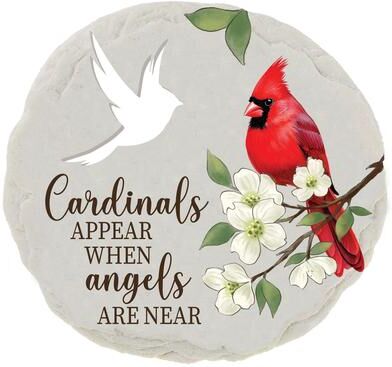 Evergreen 11 in. Memorial Garden Stone, Cut Out Round Cardinal