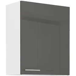 Küche Hängeschrank 60 Lara Grau Hochglanz + Weiss matt Küchenzeile Küchenblock