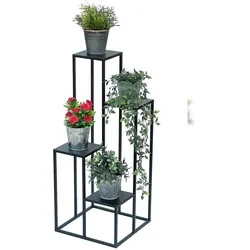 DanDiBo Blumentreppe Metall Schwarz 90 cm Pflanzentreppe Blumenständer 96354 Blumensäule Modern Pflanzenständer Blumenhocker