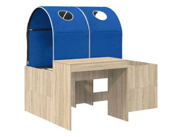 KTHLBRH Bett mit 3 Teilen Eiche und Blau Minimalistisches Design, klare Linien, geeignet für jede Einrichtung