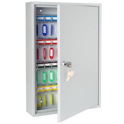 HMF Schlüsselschrank aus Stahl, abschließbarer Schlüsselkasten für Büro, Verwaltung oder Fuhrpark, 64 Schlüsselhaken, 45 x 30 x 8 cm, Lichtgrau