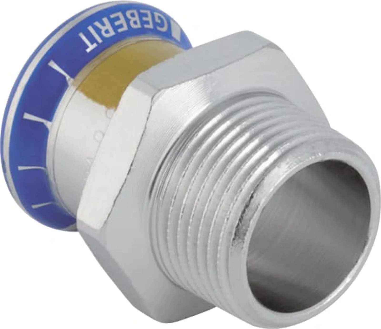 Geberit Mapress overgangsstuk voor gas, roestvrij staal, diameter 35 mm, aansluiting R1, 1 stuk