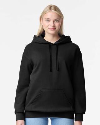 Gildan G195 Hammer Maxweight Hooded Sweatshirt in Pitch Black size Medium   75% us cotton, 25% recycled polyester