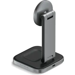 Satechi 2-in-1 Foldable Charging Stand (15 W), Wireless Charger, Grau