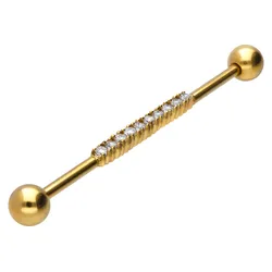 Chirurgenstahl Industrial Ohrpiercing BALKEN + 10 KRISTALLE