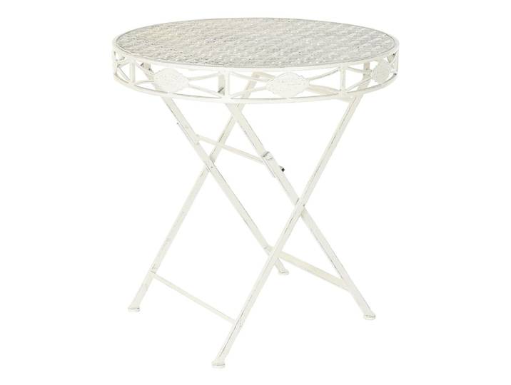 Table ronde pliable en acier blanc 70x70x73 cm