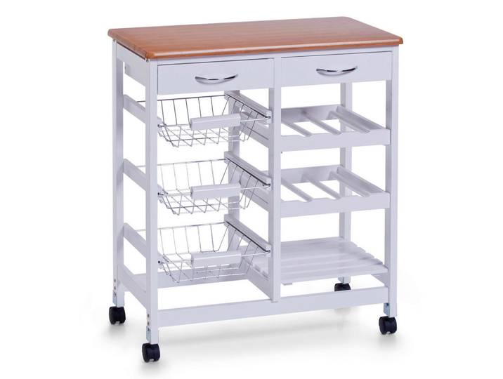 Zeller Present Servierwagen, Weiß, 66x36x76 cm, Esszimmer, Barmöbel, Barwagen