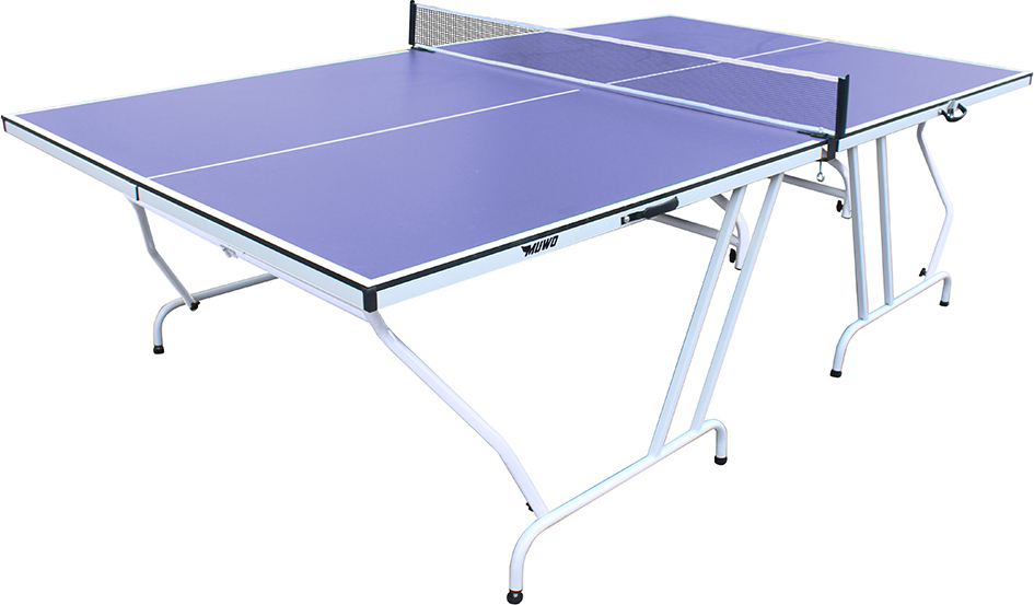 MUWO Spin Premium Indoor Tischtennisplatte - blau, klappbar, stabiles Stahlgestell, rutschfeste Gummifüße, inkl. Netz, 274x152,5x76 cm | MW-383