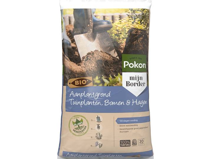 Pokon Bio Aanplantgrond voor Tuinplanten\, Bomen & Hagen - 30l - 100 dagen voeding - turfvrij