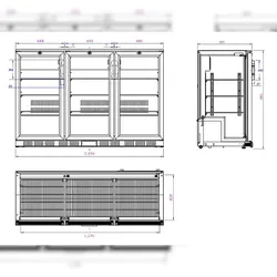 CombiSteel Barkühler schwarz 3 Türen - 330 Liter - 1350 x 520 x 900 mm