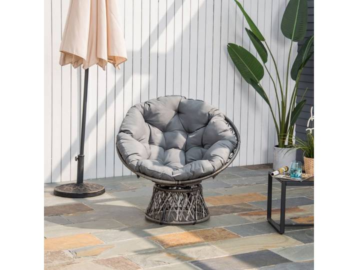 Fauteuil Rond en Rotin Fauteuil Papasan Pivotant 87 x 97 x 90 cm Noir