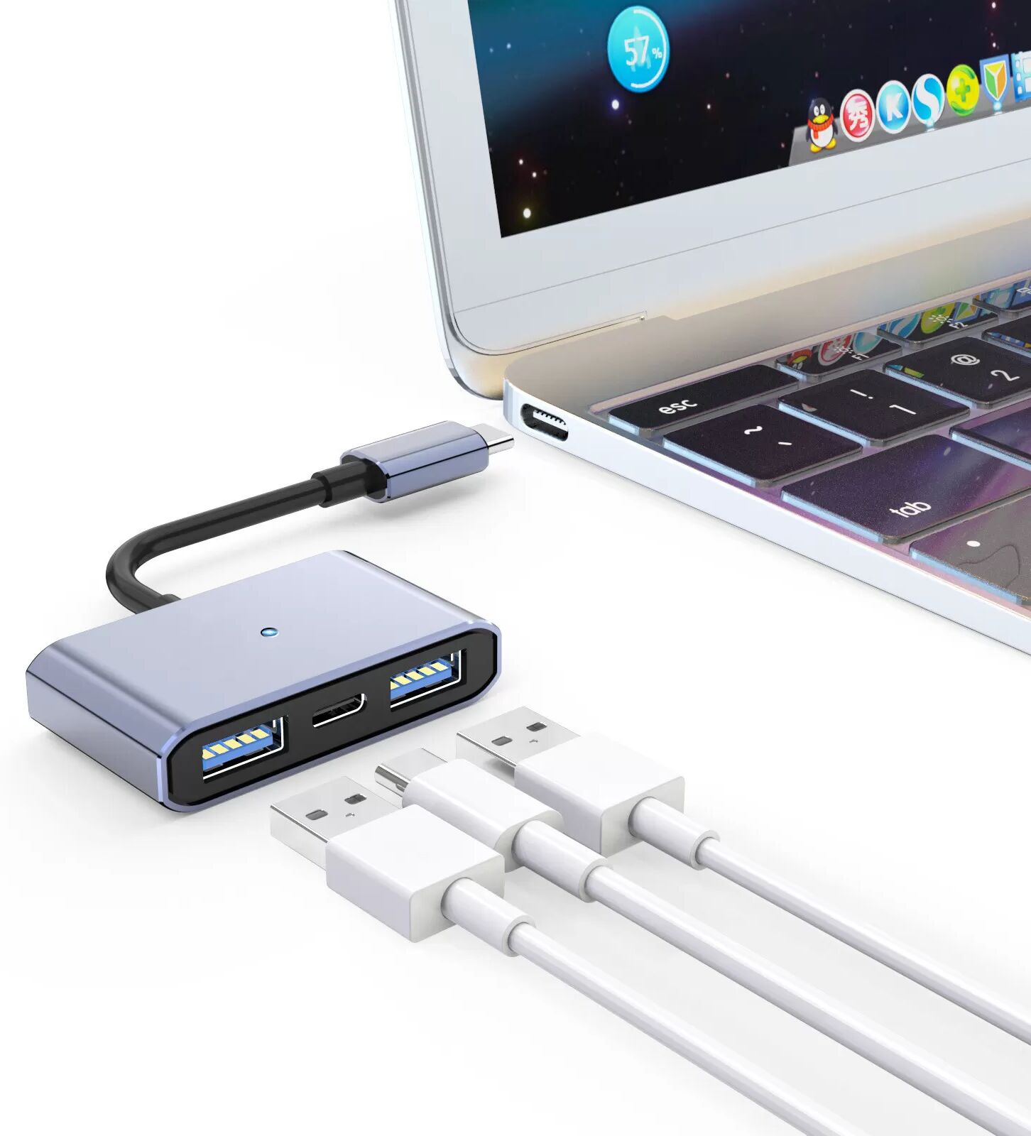 INF Câble adaptateur T-C vers double USB 2.0 + chargement