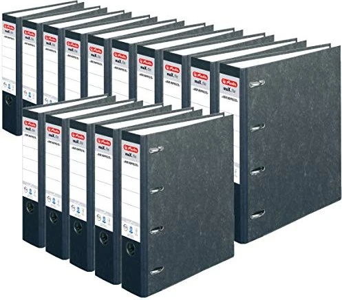Herlitz Doppelordner maX.file nature A4 7cm sw Rückenschild