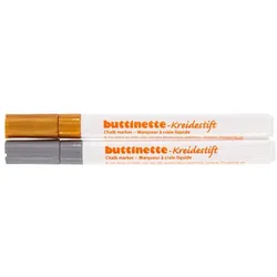 buttinette Kreidestift, Stärke 1–2 mm, gold/silber, 2 Stifte