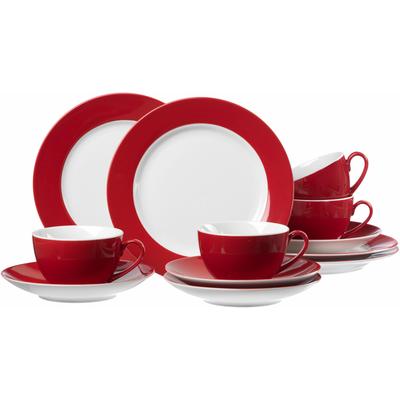 Kaffeeservice RITZENHOFF & BREKER "Geschirr-Set, Service", rot, 12 Stk., Porzellan, Geschirr-Sets, Kaffeeservice, 12 Teile, für 4 Personen