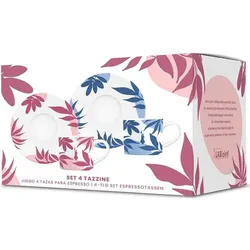 Bialetti, Tasse, Primavera Zestaw 4 filiżanek ze spodkiem (4 sztuki) (90 ml, 1x)