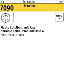 Unterlegscheibe ISO 7090 m.Fase 14 Messing 250 Stück