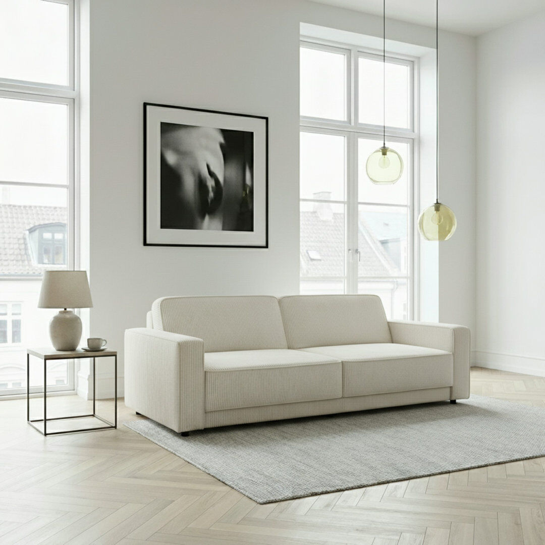 Latitude Run Allie 3S Sofabed Cream 81cm H X 225cm W X 91cm D