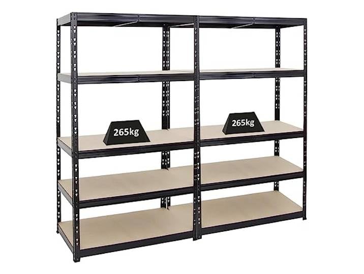 PROREGAL Mega Deal 2X Schwerlastregal Tiger HxBxT 180x100x60cm Fachlast 265kg Schwarz Garagenregal, Lagerregal, Steckregal, Kellerregal