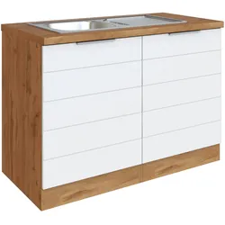 Spülenschrank Florenz mit Spüle ca. 120 cm Weiß/Eiche