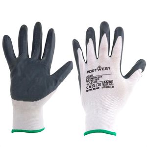 Portwest Arbeitshandschuhe Flexo Grip A310GRWXXL, Nitril-Beschichtung, grau-weiß, Größe 11 / XXL, 12 Paar
