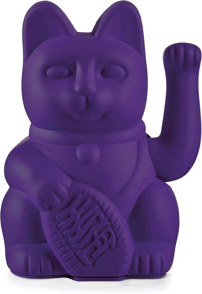 SnelShoppen Maneki Neko Gelukskat Decoratie, Paars, 15 cm