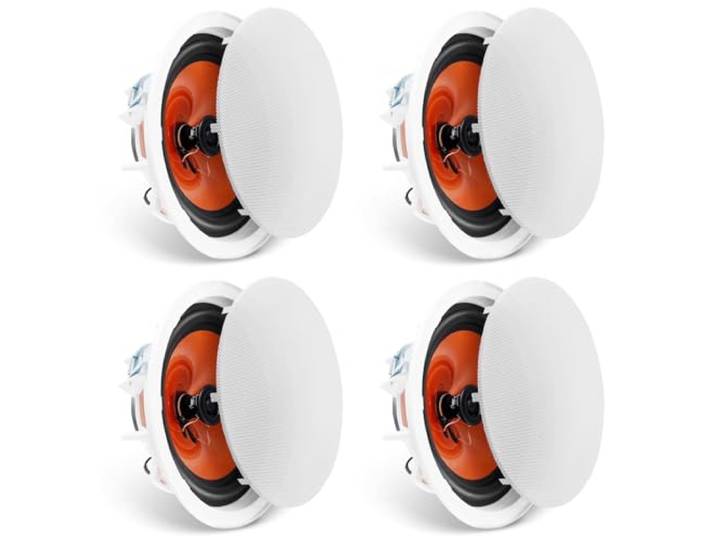 VEVOR Haut-Parleur de Plafond\, 20\,3 cm 8''\, système Haut-parleurs encastrés au Plafond Mural\, 4PCS\, 100 W\, 8 Ω\, 89 DB\, pour Cuisine à Domicile\, Salon\, Chambre à Coucher\, porches extérieurs Couverts