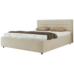 Polsterbett 140x200 Creme mit Bettkasten  ¦ creme ¦ Maße (cm): B: 148 H: 91