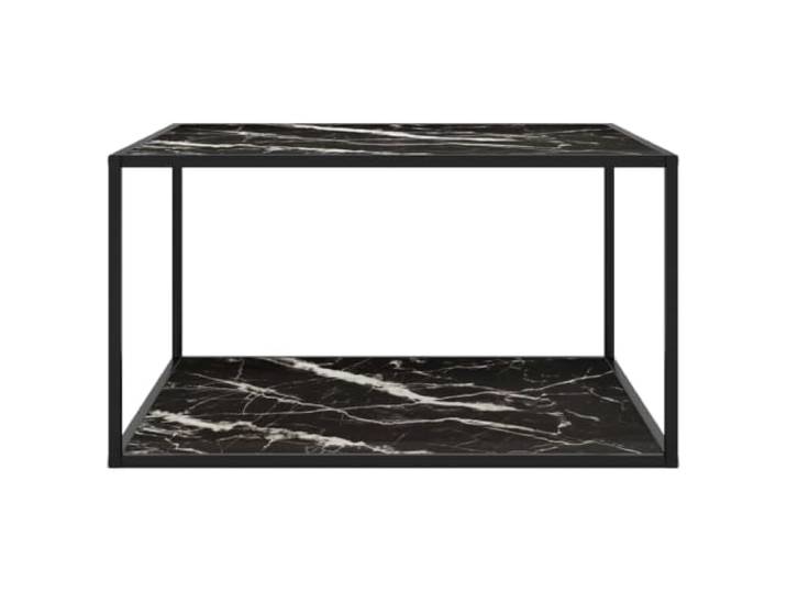 Couchtisch Glas Schwarz Marmor 90x90x50cm Gehärtetes Glas, pulverbeschichteter Stahl, Lagerregale, einfache Reinigung, Wohnzimmer