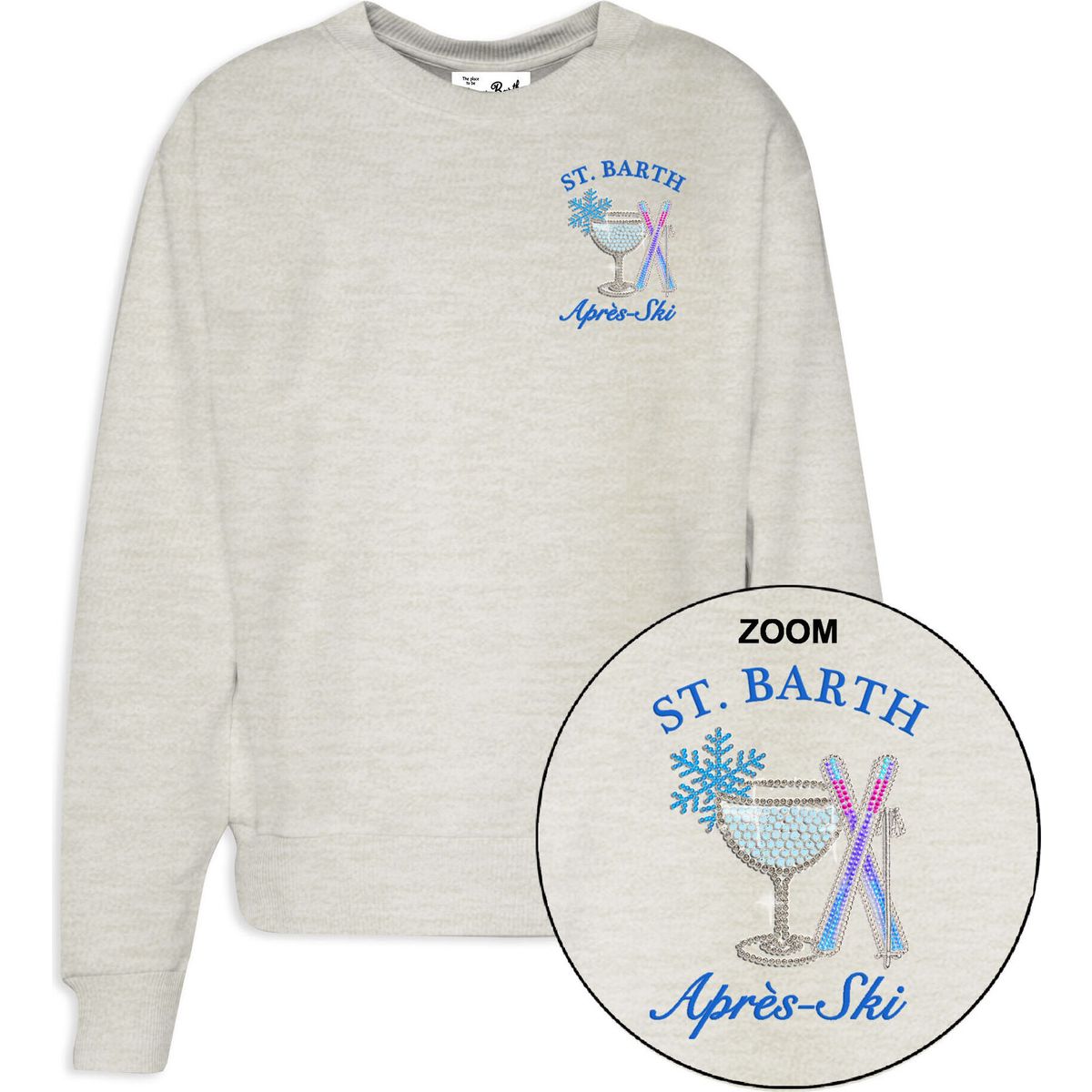 MC2 Saint Barth Stardust W Woman Roundneck Sweatshirt apres ski 15ml strass emb (00755M) XL STDW00100755M-00755M-XL