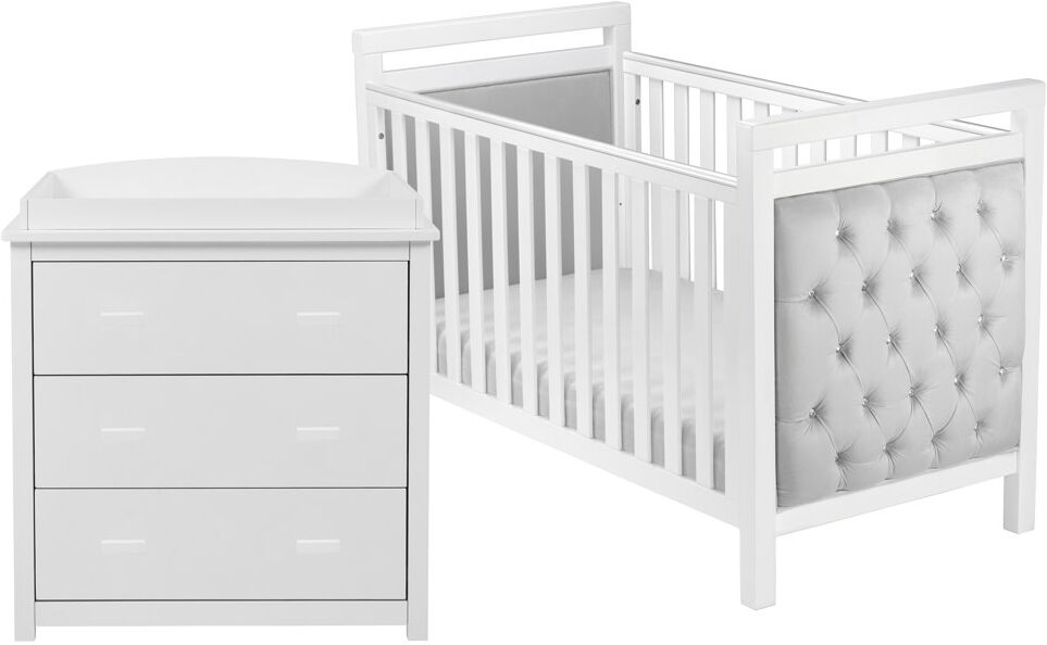 BabyMore Velvet Deluxe 2 Piece Room Set White 70 x 140 cm
