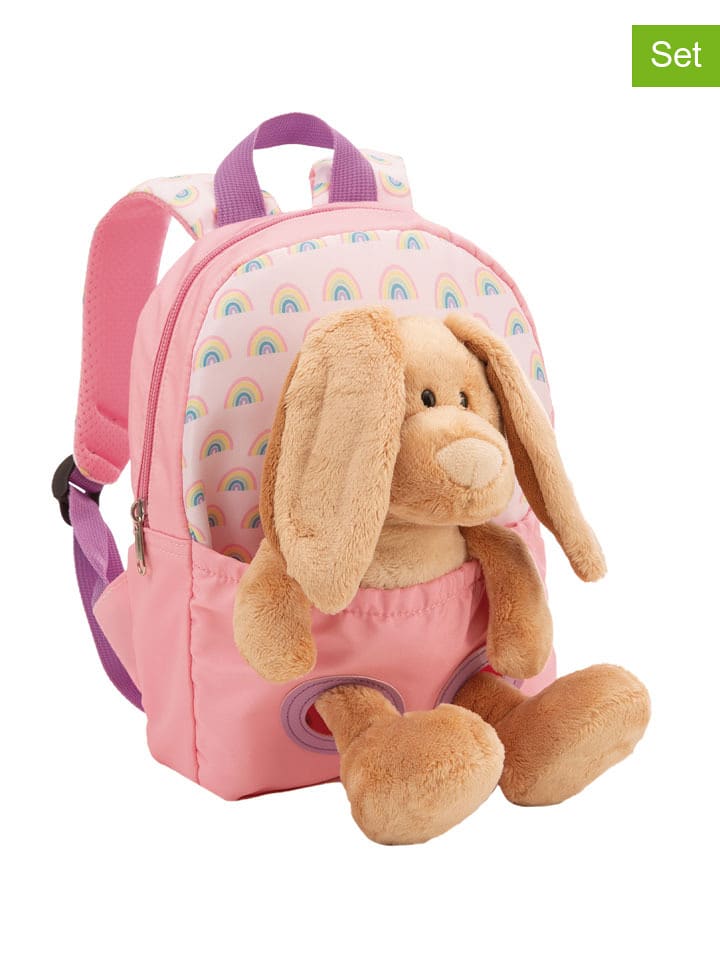 NICI 2tlg. Set: Rucksack und Kuscheltier "Rabbit" in Rosa - onesize