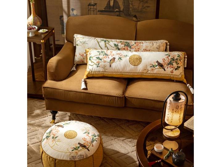 Oreillers d'oiseaux de flore chinoise pour la décoration de la maison, coussin rétro de luxe, oreiller décoratif pour canapé, chaise, literie, long, 35x100