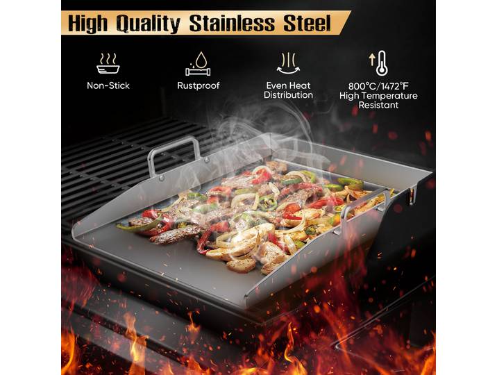Plaque de cuisson Plancha pour cuisine [30x40cm], épaisseur 4mm, plaque de cuisson en acier inoxydable avec spatule de cuisson, 20 feuilles de papier pour hamburgers, facile à nettoyer