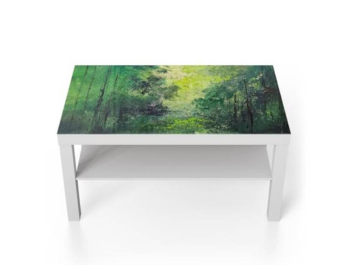 DEQORI Glastisch weiß groß 90x50 cm Motiv Grüner Zauber ausgefallener Beistelltisch aus Glas Hochglanz Couchtisch fürs Wohnzimmer moderner Couch Tisch mit Design