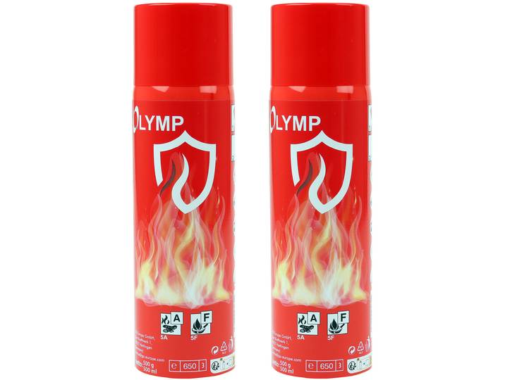 2er-Set OLYMP Feuerlösch-Spray für Küche & Haushalt, 500 ml, wartungsfrei