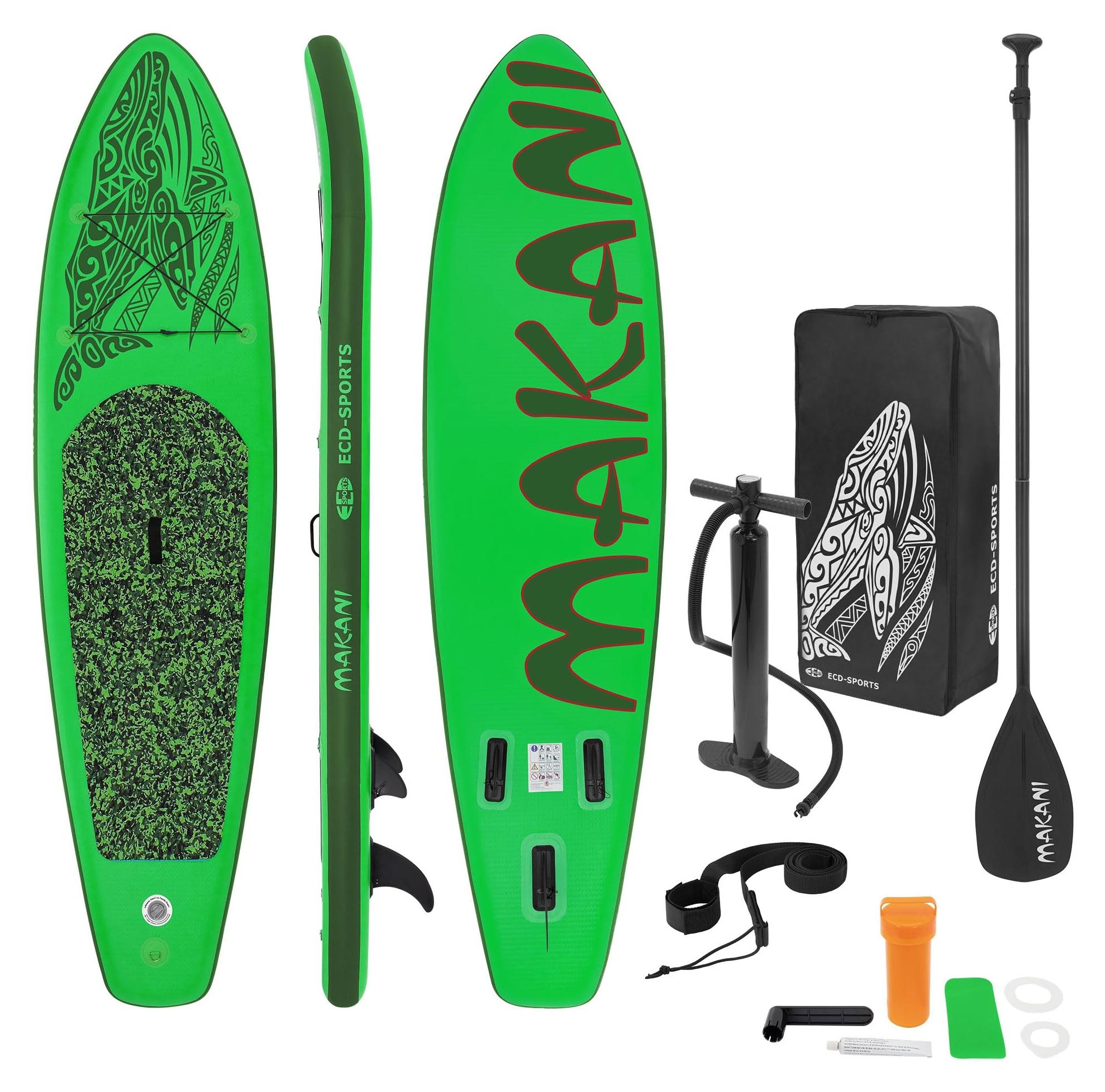 Aufblasbares SUP-Board, 320 cm, Grün - 15 cm Dicke - PVC-Material - Rutschfeste EVA-Beschichtung