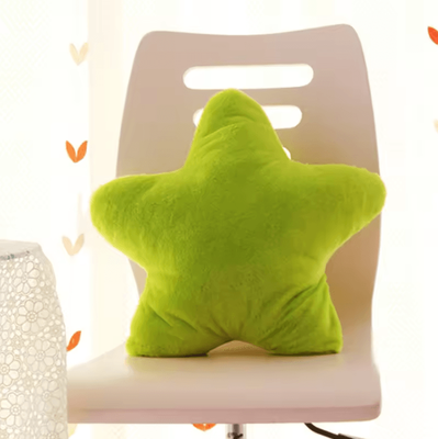 Uplift Curations StarGlow Plush Five Pointed Star Pillow(15.7 Inches) Soft Yellow, Pink & Red Decorative Cushion For Sofa & Bedroom green