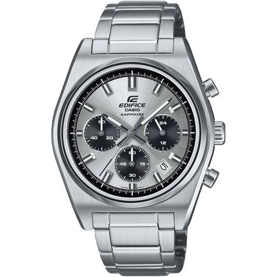 Chronograph CASIO EDIFICE, silber (grau, silberfarben, silberfarben), Armbanduhren, Herren, silberfarben, Chronograph, Quarzuhr, Armbanduhr, Herrenuhr,Edelstahlband,Saphirglas,Stoppfunktion
