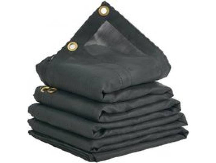 VEVOR Bâche en maille pour camion à benne basculante 2,1x5,5 m revêtement PVC noir avec double poche œillets en laiton sangle renforcée double couture pour camion à benne basculante manuel, électrique