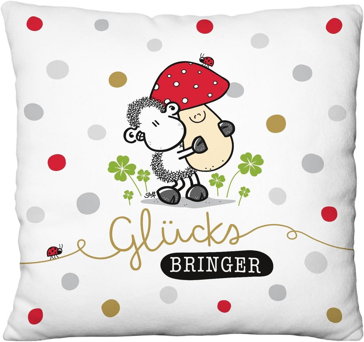 Pluche Sierkussen met Geluksamulet Motivatie - 25 x 25 cm