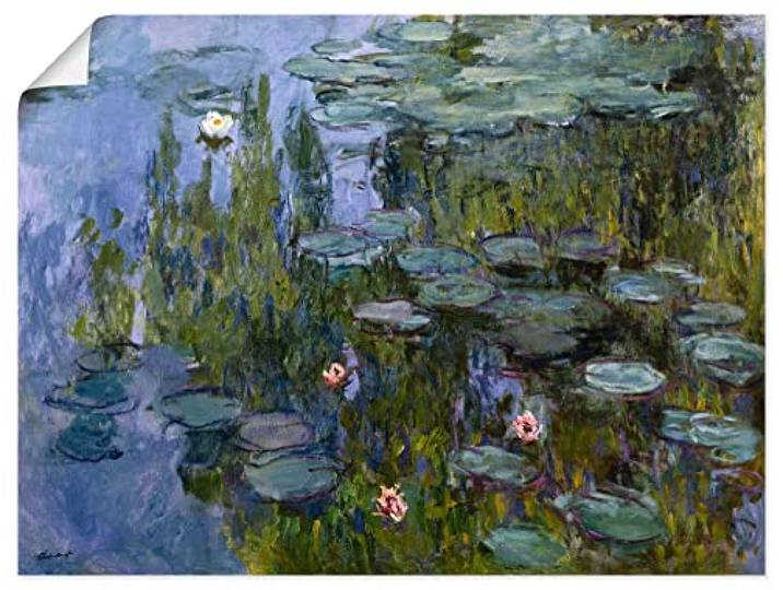 ARTLAND Wanddeko Poster & Kunstdrucke Wandposter 60x45 cm Teich See Pflanzen Blumen Seerosen Nympheas 1918 Impressionismus Claude Monet T7DE