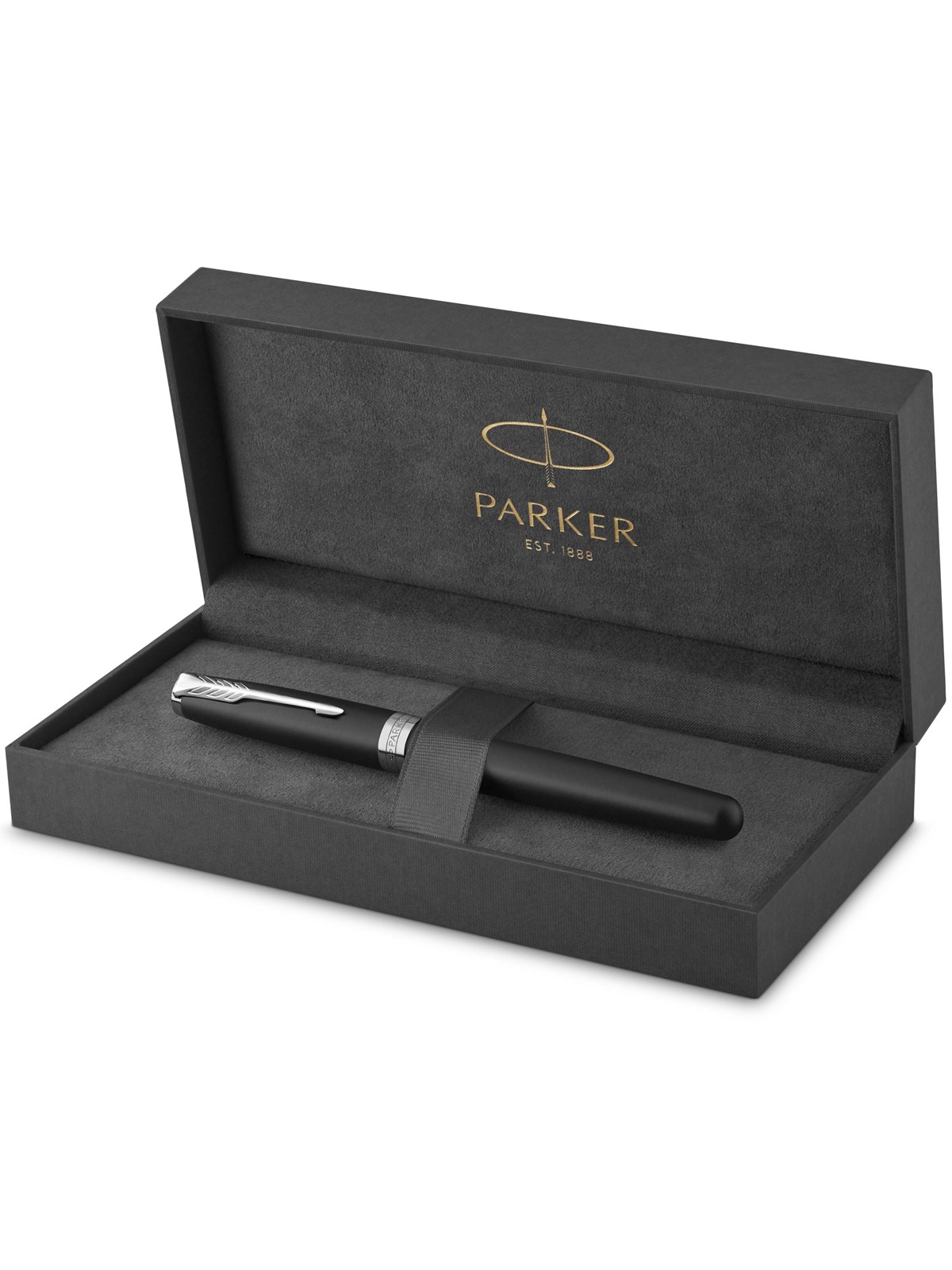 Parker Sonnet Tintenroller | Matt-Schwarze Lackierung mit Palladiumzierteilen | feine Spitze | Schwarze Tinte | Geschenkbox