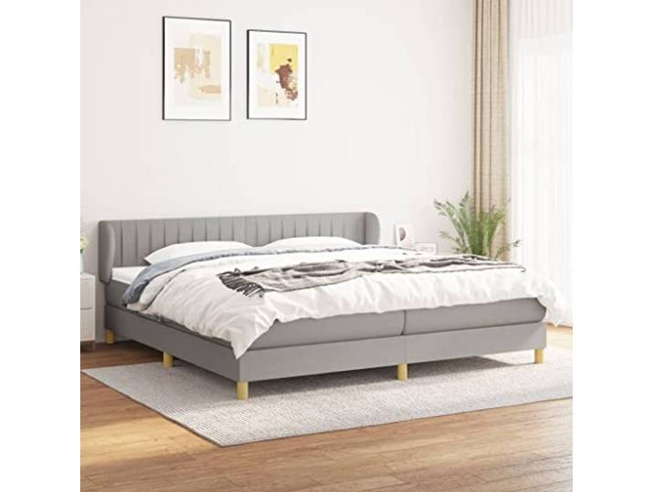 RJPLMFV Lattenrost, Stoff, Hellgrau, 200 x 200 cm, mit verstellbarem Kopfteil