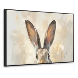LEINWAND Bilder mit Rahmen - Hase - Ohren - Braun - 90x60