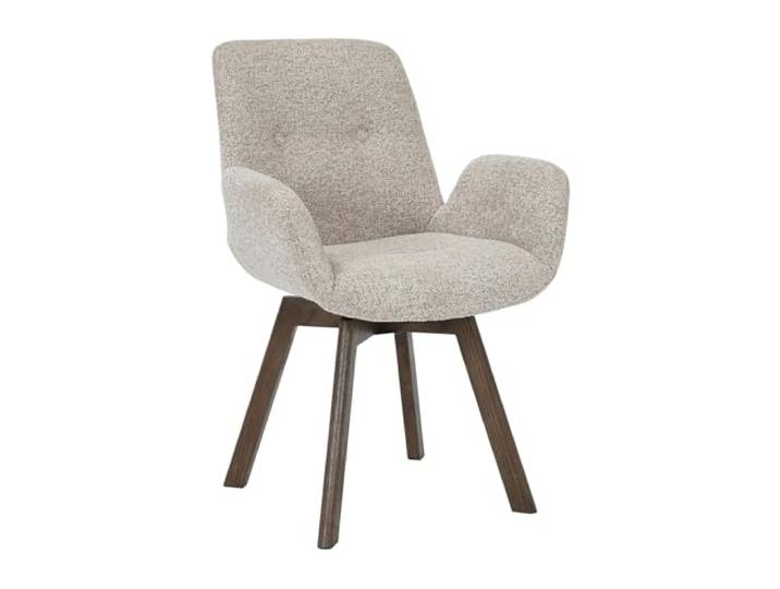 Stuhl BALTIC - 61cm - taupe - Bouclé-Stoff Massivholz-Beine Eiche drehbar Armlehne, Schaumstoffpolsterung, hoher Komfort, pflegeleicht, stabil, Design, bequeme Polsterung