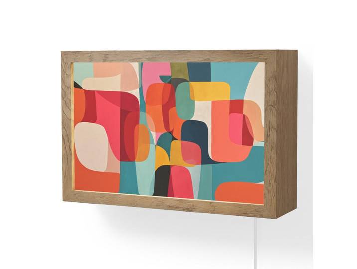 OnlyWow Wandleuchte - Formen - Bunt - Abstrakt - Flugzeuge - 30x20 cm, Mehrfarbig, Holzwerkstoff, Rechteckig, LED integriert, 30x20x8 cm, Lampen & Leuchten, Innenbeleuchtung, Wandlampe
