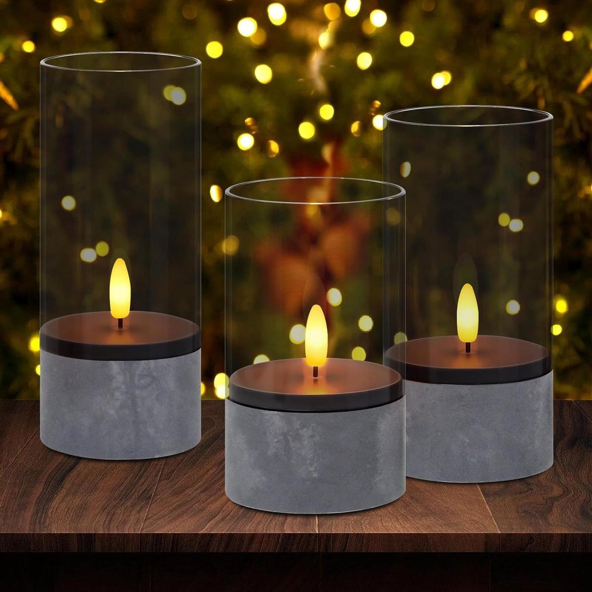 Led-kaarsen Set van 3 stuks - Decoratieve Verlichting - Grijs