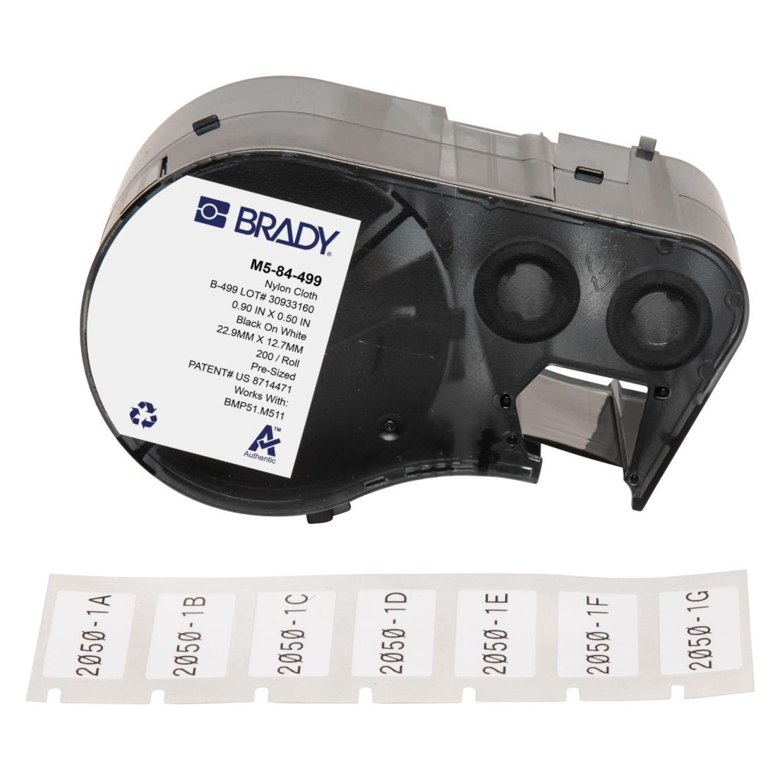 Brady M5-84-499, Nylongewebe, Schwarz auf weiss, 22.86 x 12.70 mm, permanent(200 E.) (M5-84-499)