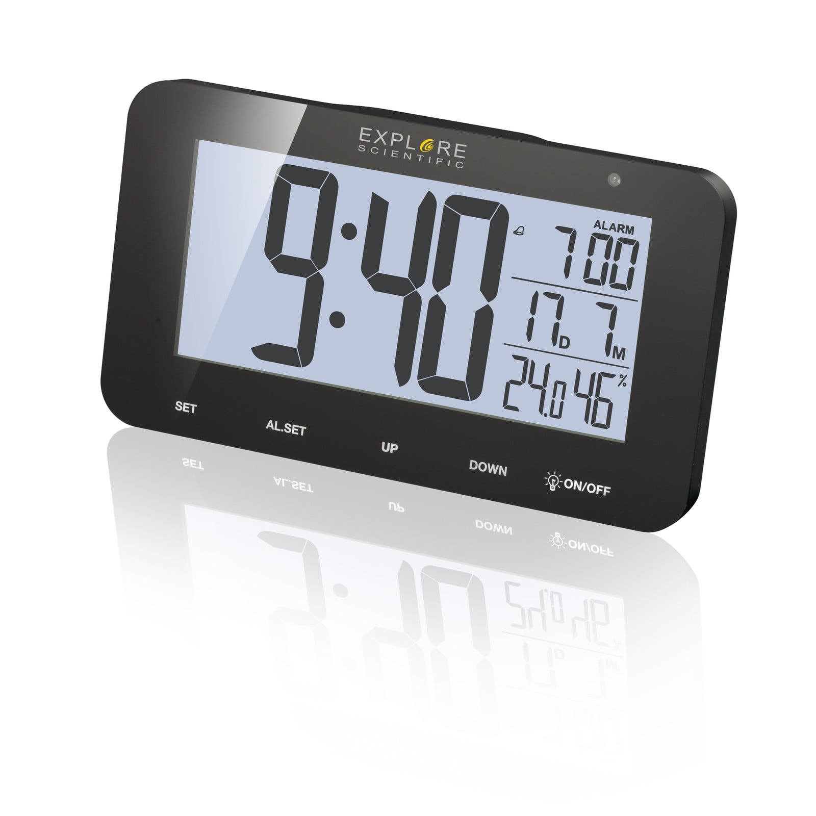 Explore Scientific RDC1004BLK Digitale Wekkerradio met Touchscreen en LCD, Zwart